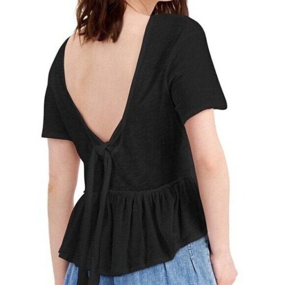 INC International Concepts Womens Size Small Cottonβ Tie-Back Ruffled Top 1376